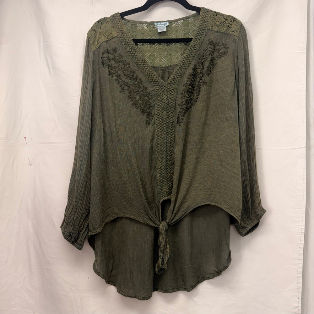 Women's Nostalgia Olive Green Tunic Top M